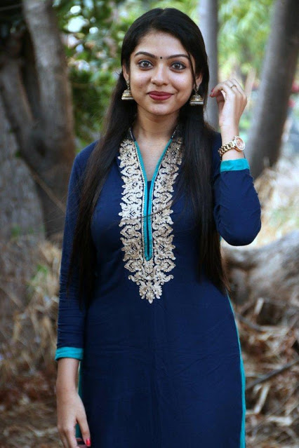 Tamil Actress Varsha Bollamma Latest Photos Shoot In Blue Dress 5